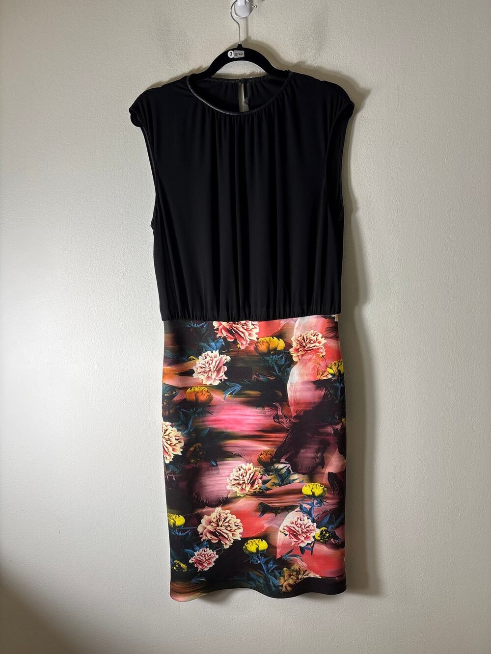 Clover Canyon Mixed Media Black Sleeveless Midi Dress Sz L